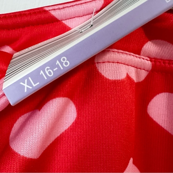 NWT Serra Fleece Lined Leggings XL Red with Pink Hearts - Picture 8 of 8